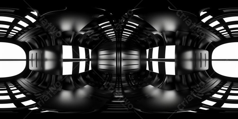 Foto 360 Túnel Abstrato Futurista Iluminação Branca Preto