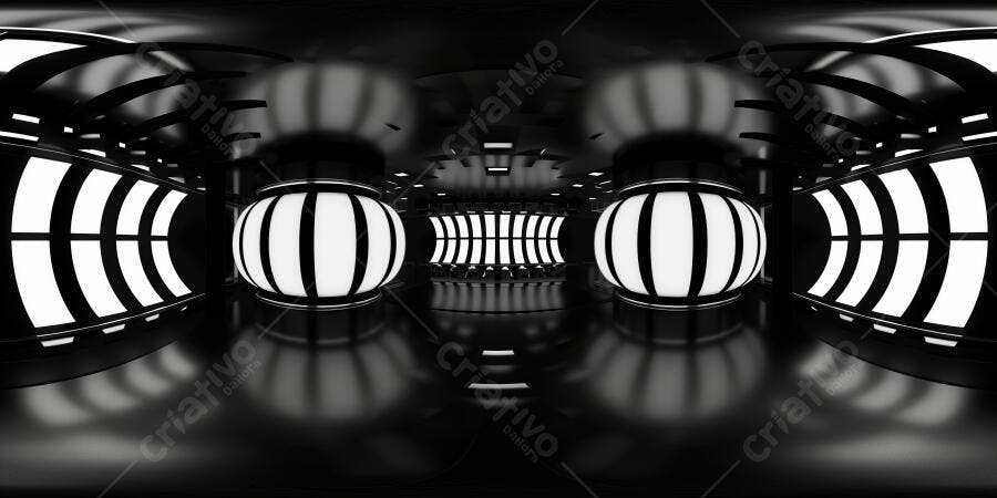 Foto 360 Túnel Futurista Abstrato Iluminação Neon Branca