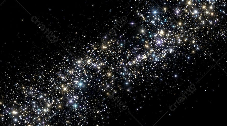 Foto Abstrata Brilho Glitter Estrelas Fundo Preto