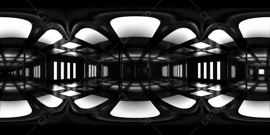 Foto Abstrata Corredor Futurista Preto e Branco Iluminado