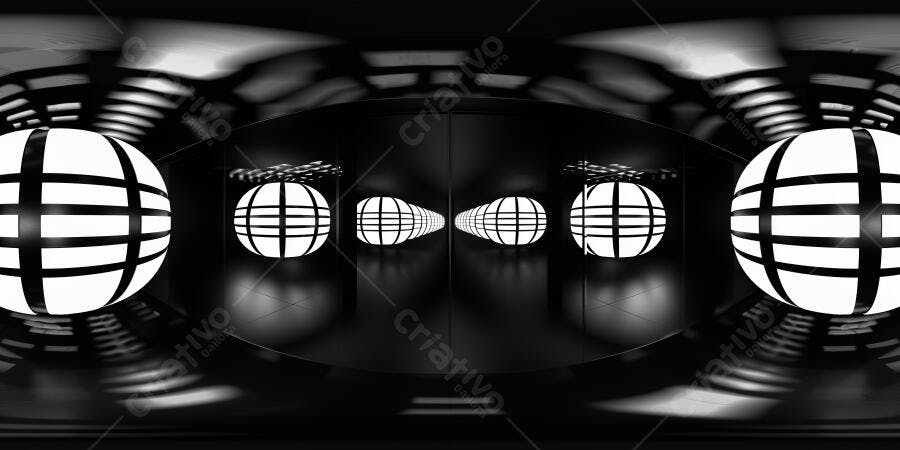 Foto Abstrata Esferas Luminosas Preto e Branco Design Moderno