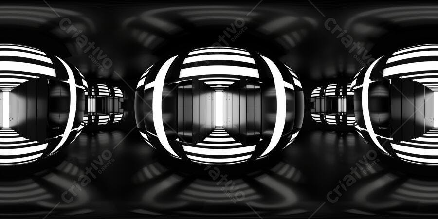 Foto Abstrata Túnel Esferas Iluminadas Preto Branco