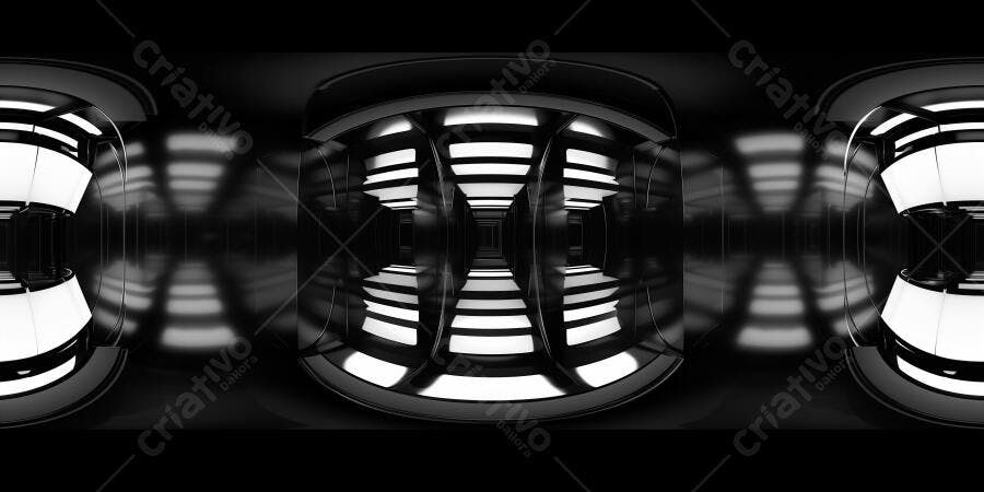Foto Abstrata Túnel Futurista Iluminação Brilhante Preto e Branco