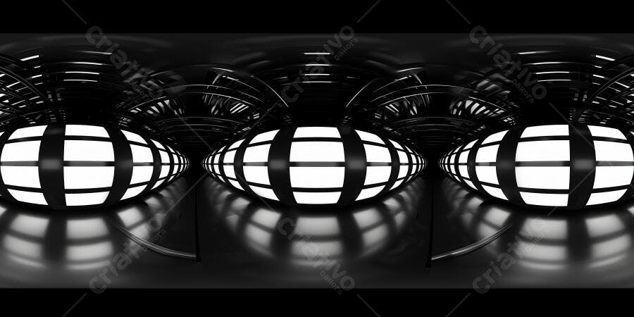 Foto Abstrata Túnel Futurista Iluminação Neon Preto e Branco