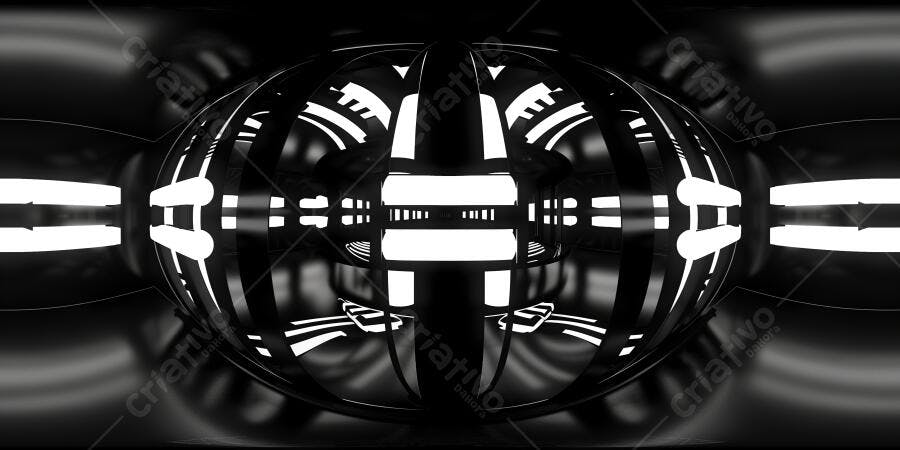 Foto Abstrata Túnel Futurista Tecnologia Preto e Branco