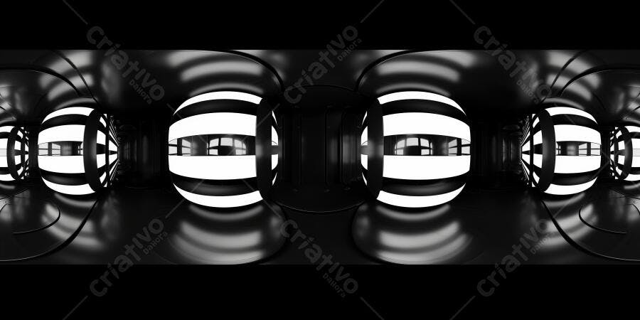 Foto Ambiente 360 Esferas Luminosas Abstratas Preto e Branco