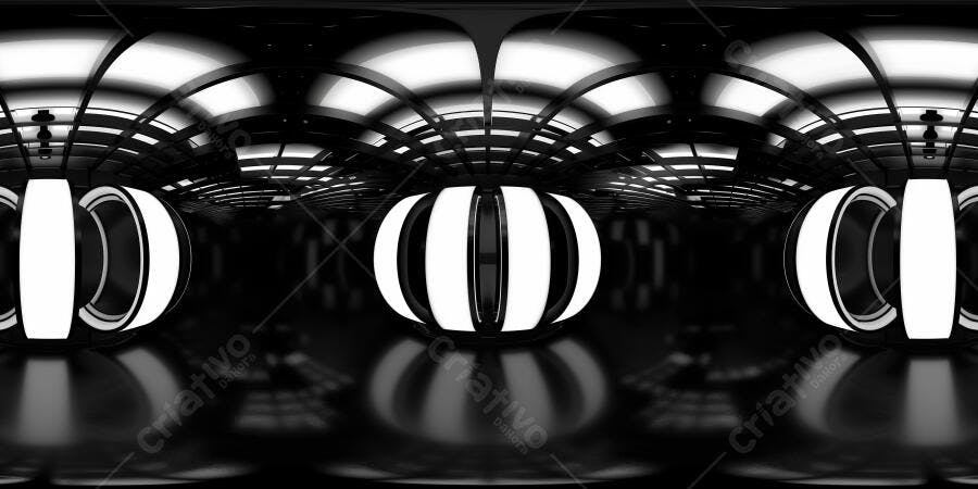 Foto Ambiente VR 360 Preto e Branco Iluminação Neon