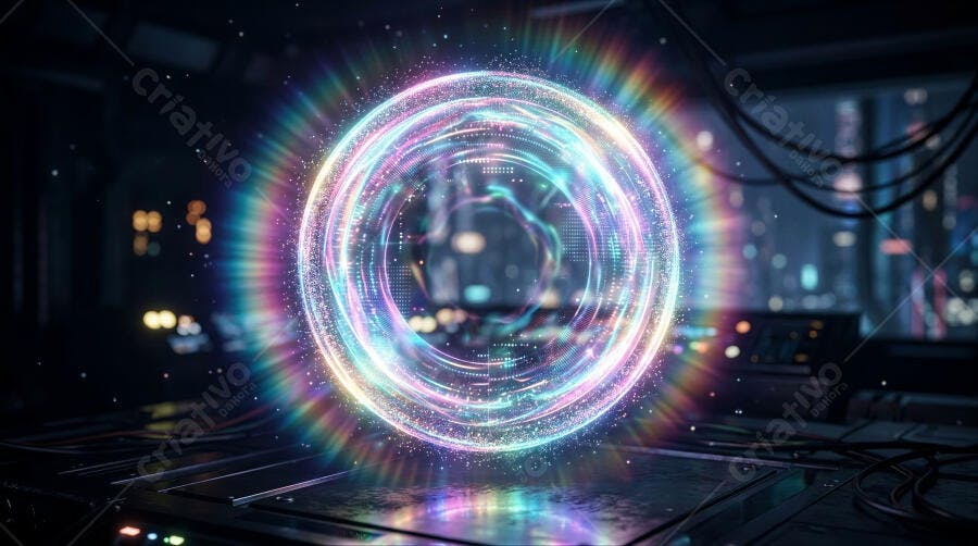 Foto Anel Holográfico Brilhante Tecnologia Futuro Abstrato
