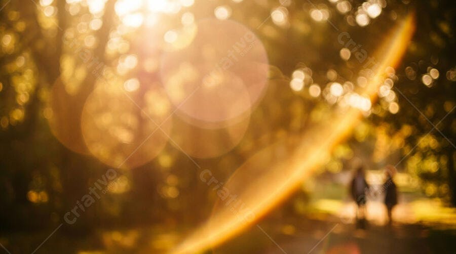 Foto Bokeh Luz Solar Dourada Pessoas Andando Parque Desfocado