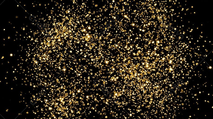 Foto Brilho Dourado Glitter Fundo Preto Abstrato Festivo
