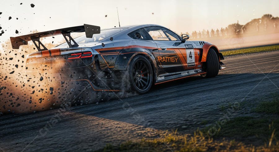 Foto Carro de Corrida Derrapando Pista de Rali Poeira