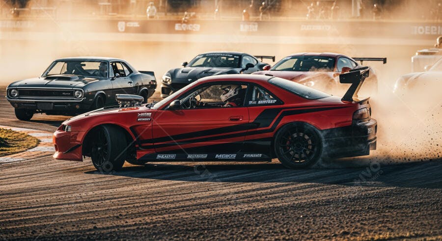 Foto Carros de Drift Correndo Pista de Corrida Velocidade