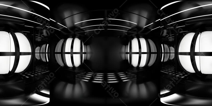 Foto Cenário Futurista Preto e Branco Iluminação Neon