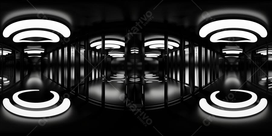Foto Corredor Escuro Luzes Neon Brancas Abstrato