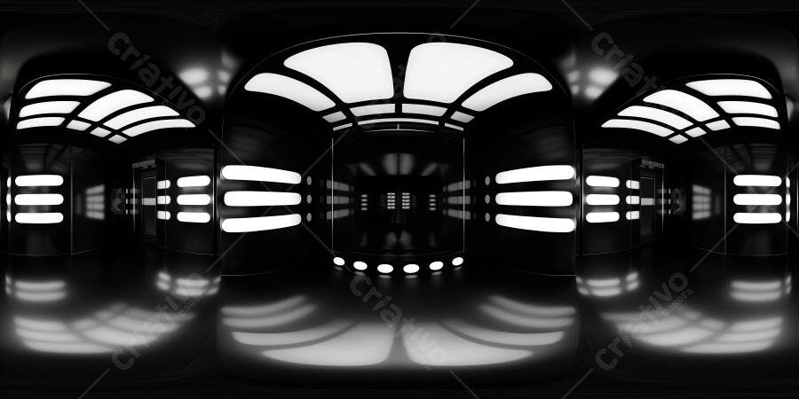 Foto Corredor Futurista Escuro Iluminação Neon Branca