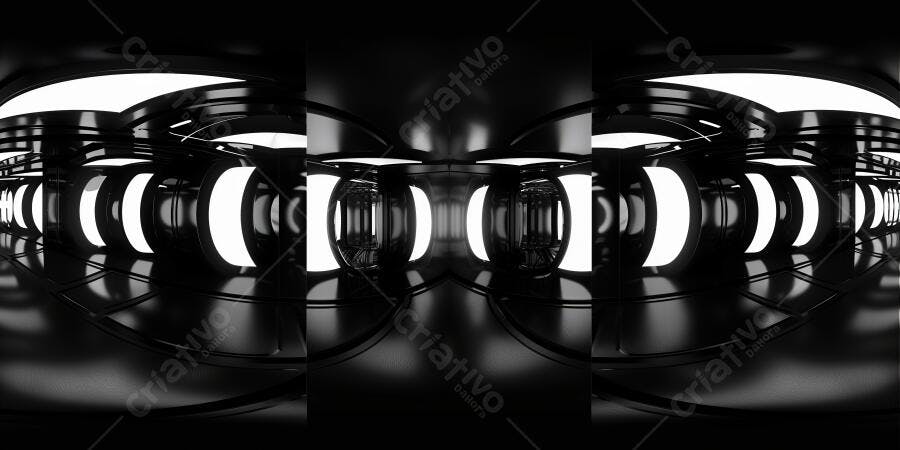Foto Corredor Futurista Escuro Iluminação Neon Branca