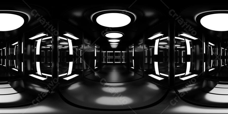 Foto Corredor Futurista Escuro Iluminação Neon Branca