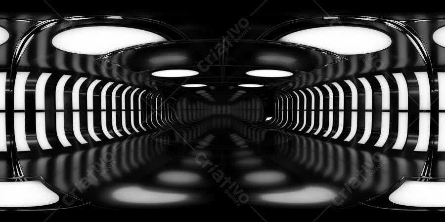 Foto Corredor Túnel Futurista Preto Branco Iluminação Neon