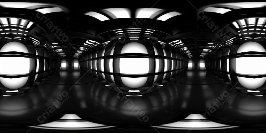 Foto Corredor Túnel Futurista Preto e Branco 360 VR