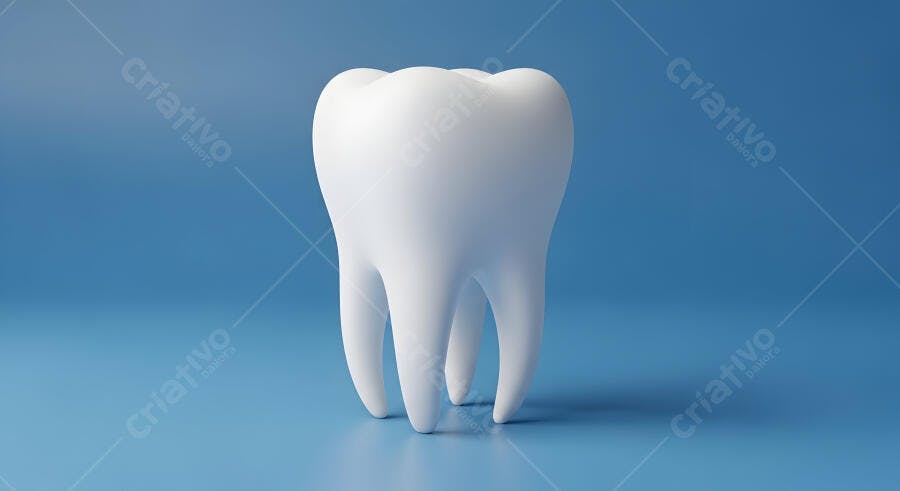 Foto Dente Branco Saudável Fundo Azul Odontologia