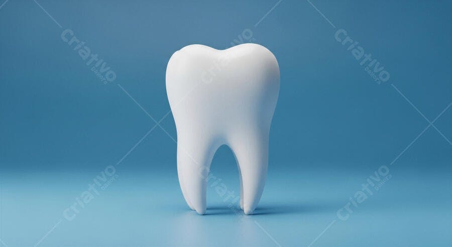 Foto Dente Branco Saudável Fundo Azul Odontologia