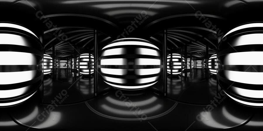 Foto Esferas Luminosas Abstratas Túnel Escuro 360 VR