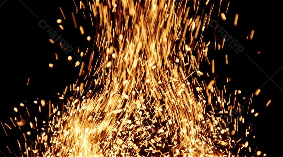 Foto Fagulhas de Fogo Faíscas Brilhantes Fundo Preto Abstrato