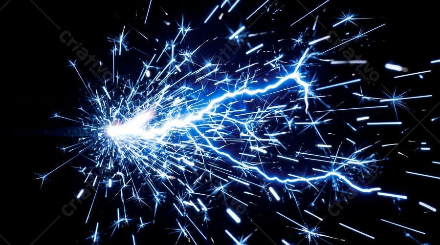 Foto Faíscas Azuis Eletricidade Fundo Escuro Abstrato