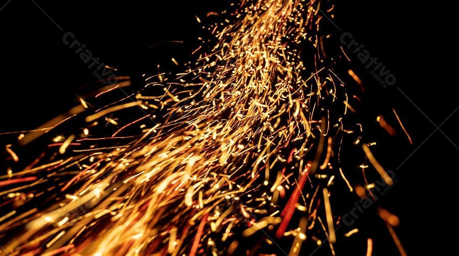 Foto Faíscas Brilhantes Fogo Escuro Efeito Abstrato
