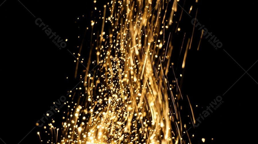 Foto Faíscas Douradas Abstratas Fundo Preto Efeito Brilho