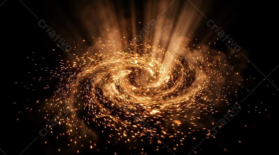 Foto Faíscas Douradas Espiral Brilhante Fundo Preto Abstrato