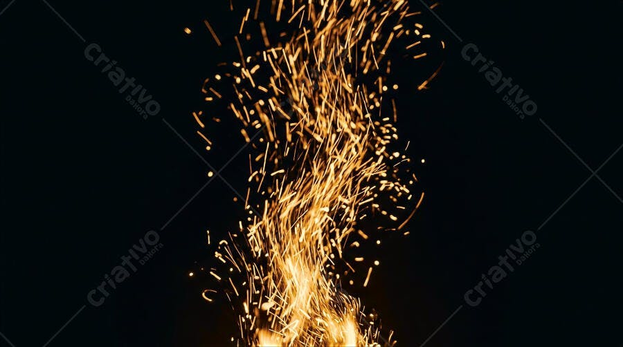 Foto Faíscas Fogo Chamas Brilhantes Escuro Noturno