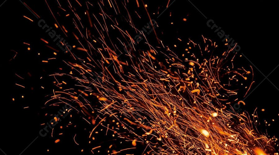 Foto Faíscas Fogo Chamas Vivas Escuridão Noturna