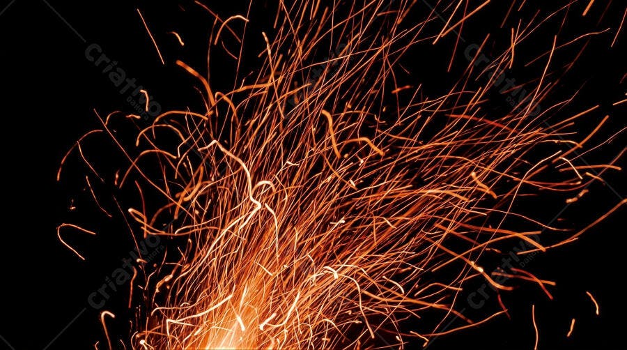 Foto Faíscas Fogo Chamas Vivas Fundo Preto Escuro