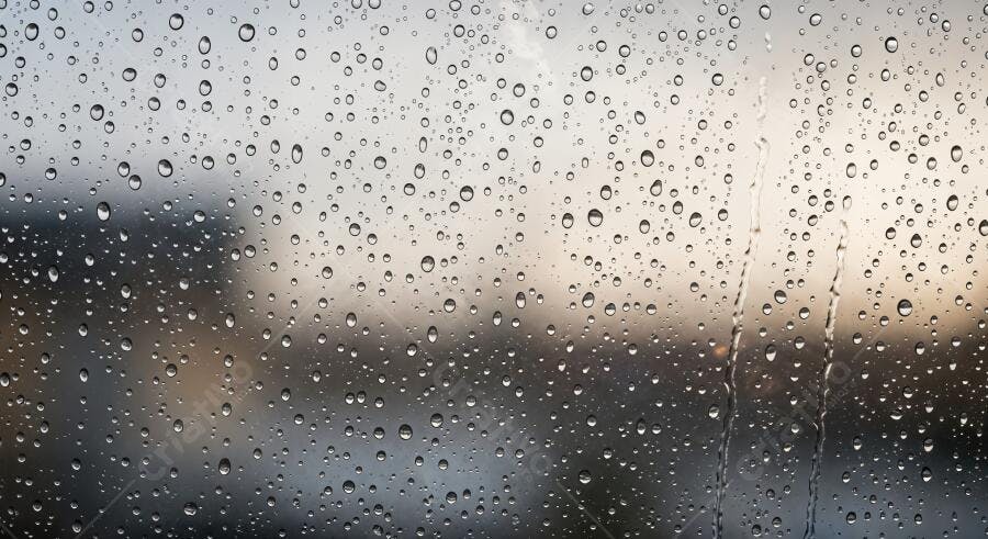 Foto Gotas de Chuva Vidro Janela Abstrato Fundo Desfocado
