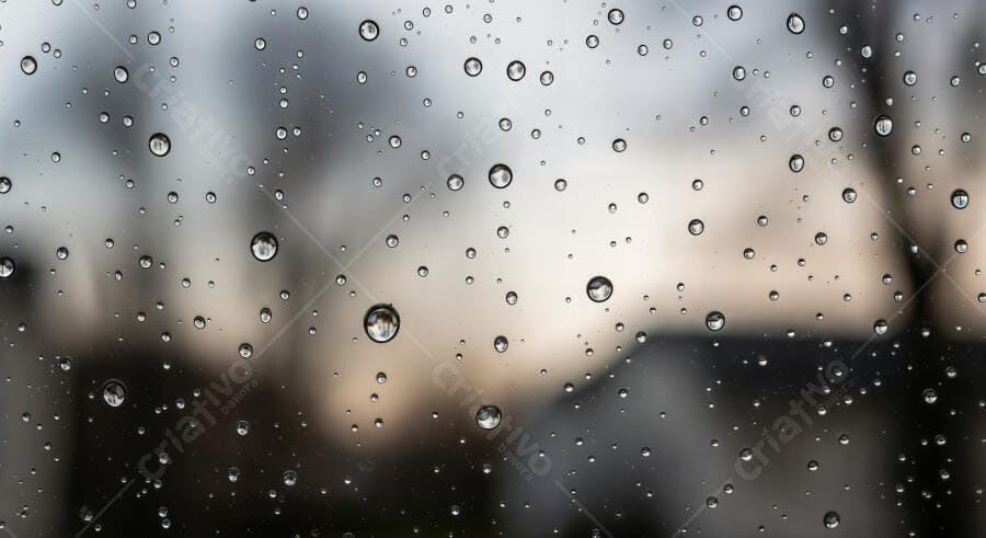 Foto Gotas de Chuva Vidro Janela Fundo Desfocado