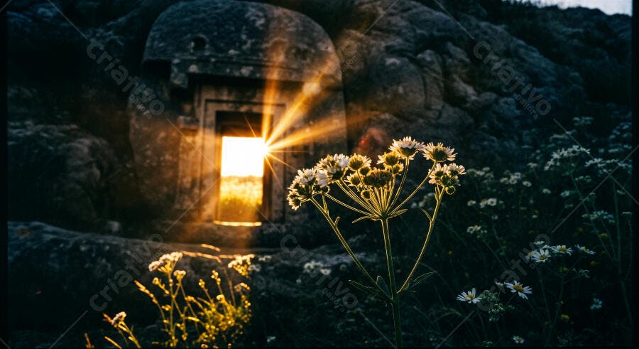 Foto Porta Antiga Pedra Luz Dourada Natureza Mística