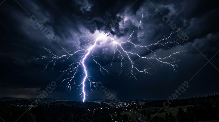 Foto Raio Tempestade Céu Escuro Noturno Impacto Natureza