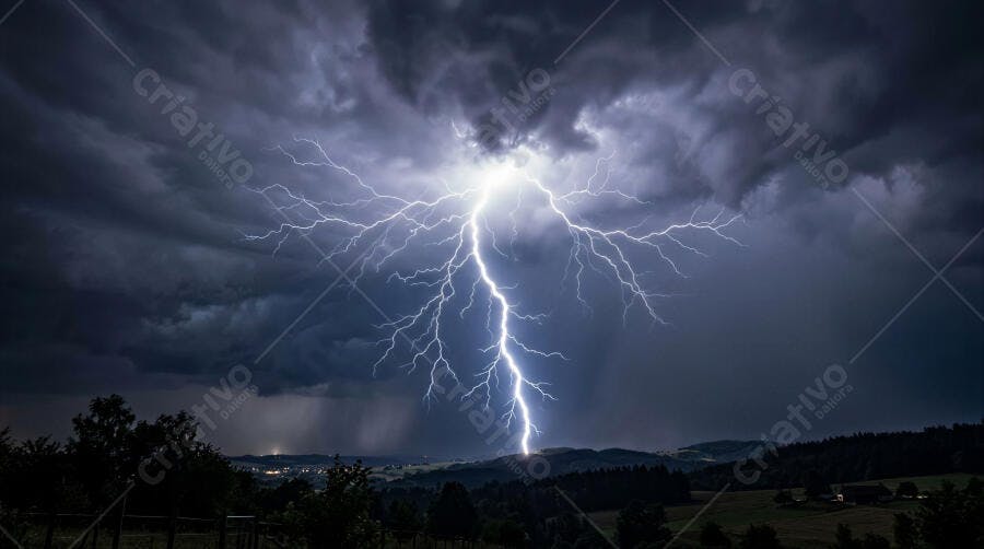 Foto Raio Tempestade Noturna Céu Escuro Nuvens Pesadas