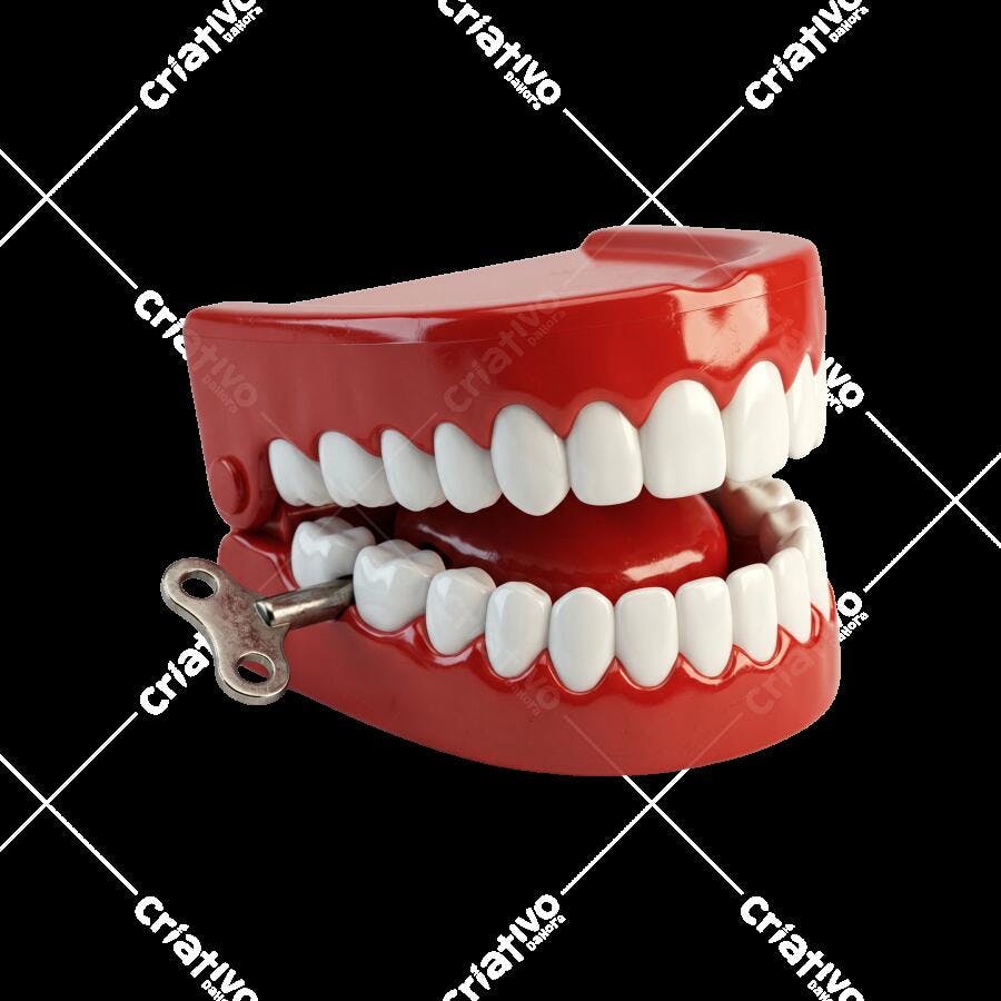 Foto Recortada Dentadura Brinquedo Corda PNG Fundo Transparente