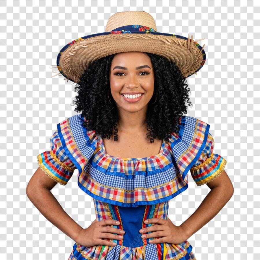 Foto Recortada Mulher Festa Junina Junho PNG Fundo Transparente