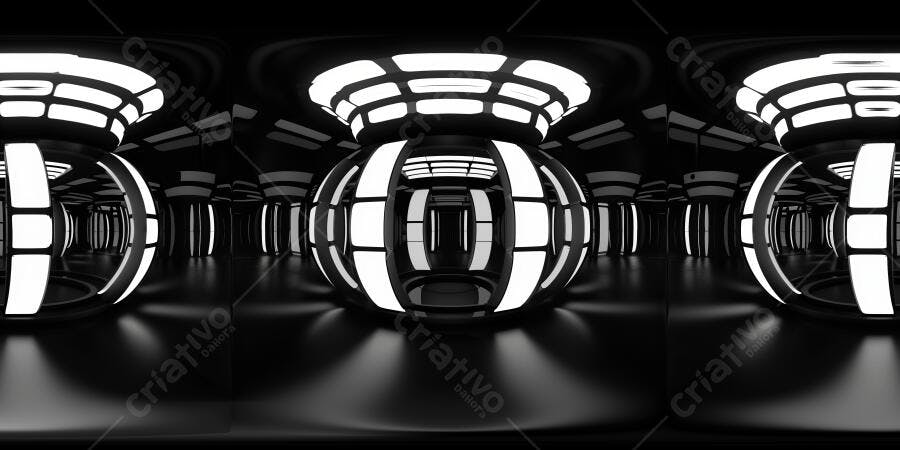 Foto Sala Futurista Escura Iluminação Branca Abstrata 3D