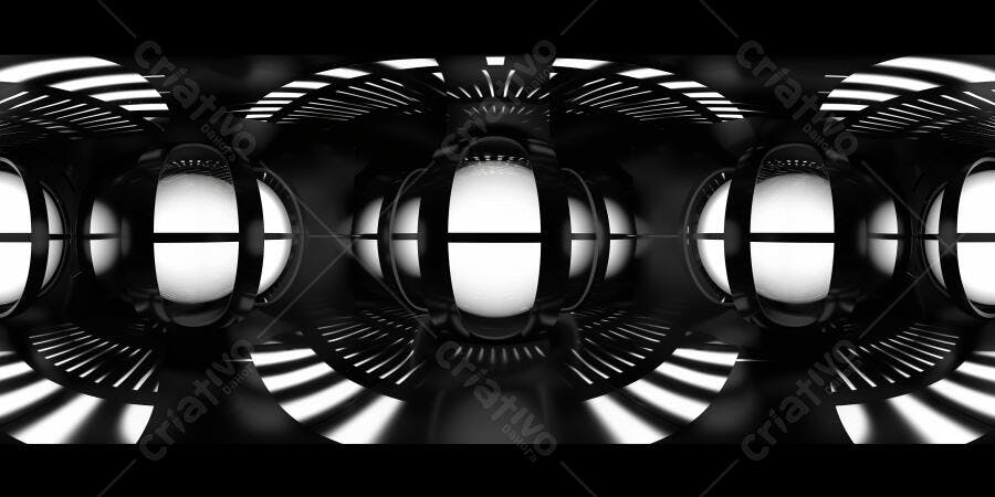 Foto Túnel Abstrato Futurista Preto e Branco Iluminação Neon