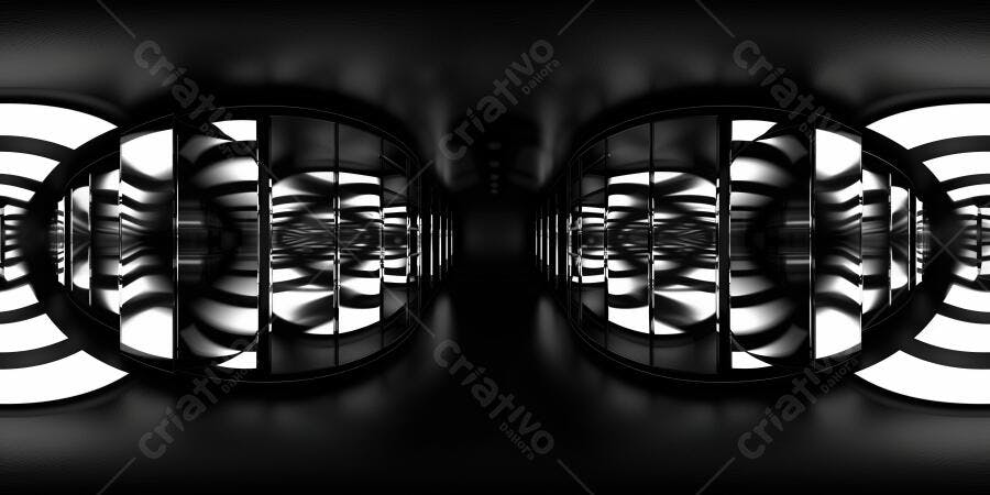 Foto Túnel Abstrato Preto e Branco Iluminação Neon