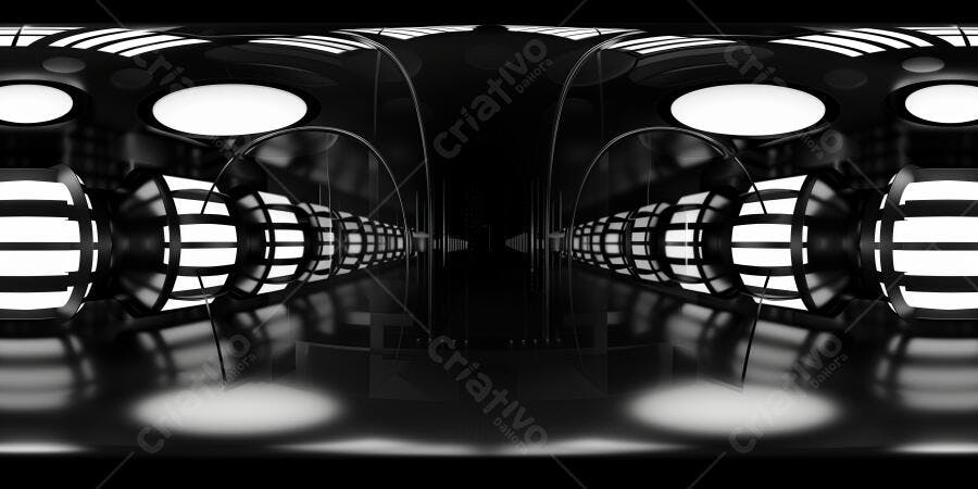 Foto Túnel Futurista Abstrato Iluminação Neon Preto Branco