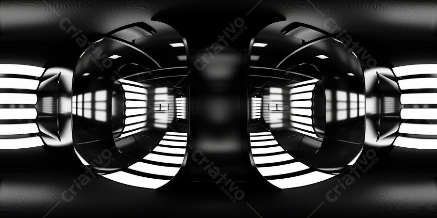 Fundo Abstrato Preto Branco Iluminação Neon Espelhado