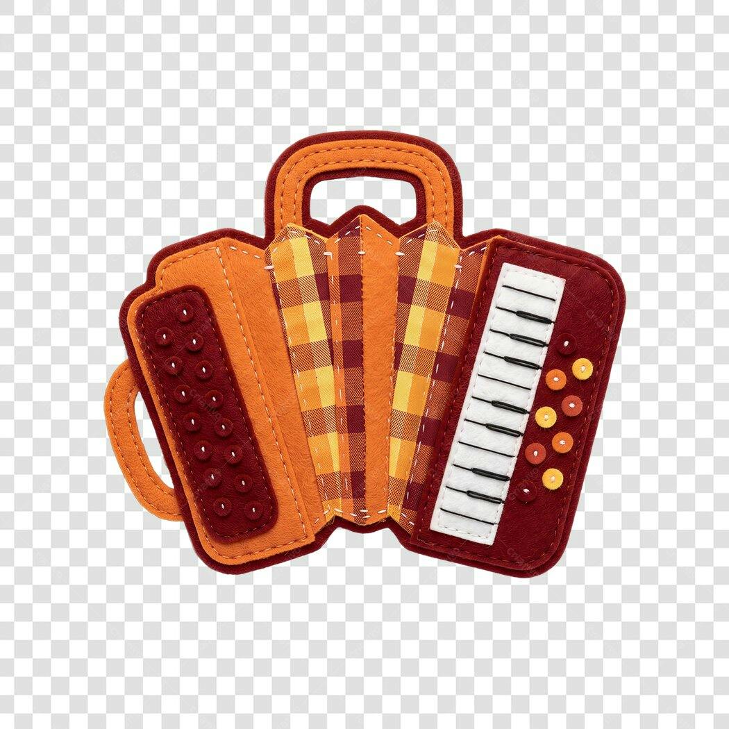 Ilustração Acordeon Festa Junina Feltro PNG Fundo Transparente