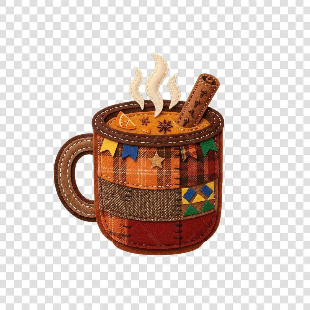 Ilustração Caneca Quentão Festa Junina Junho PNG Fundo Transparente