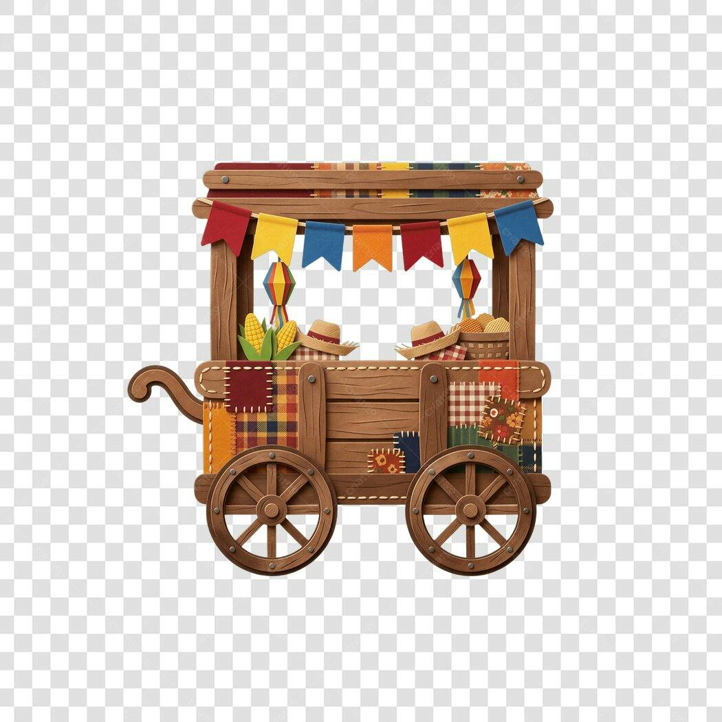 Ilustração Carroça Festa Junina São João Junho PNG Fundo Transparente