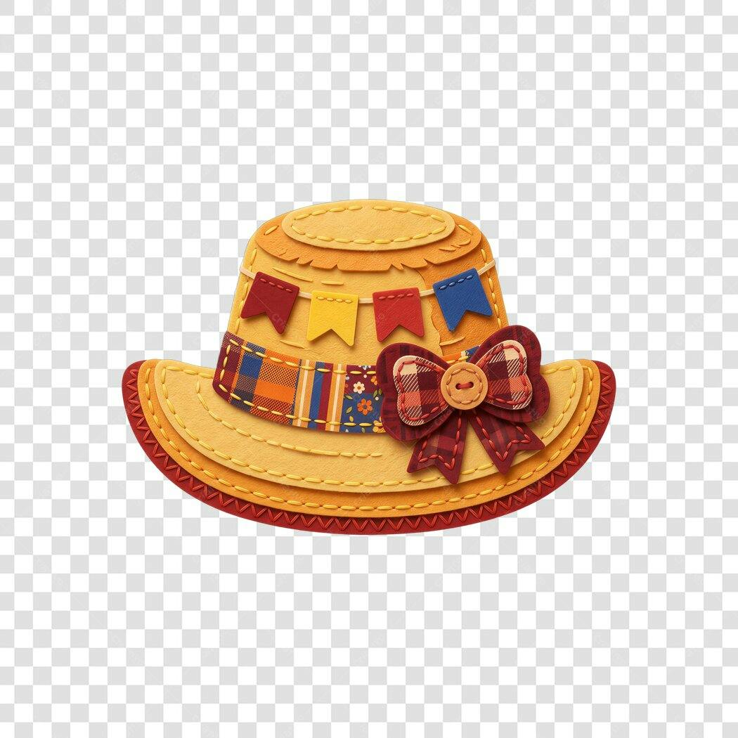 Ilustração Chapéu de Palha Festa Junina Junho PNG Fundo Transparente